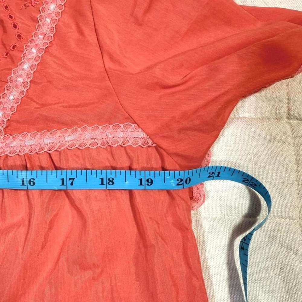 Vintage Coral Pink Lace Trim Nightgown / House Dress – Size M/L - Picture 3 of 5